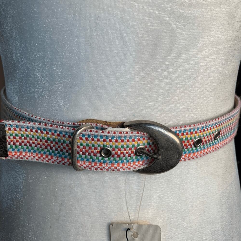Vintage Rainbow Woven Belt 80s 90s Kidcore Multicolor Made In USA Small Pride